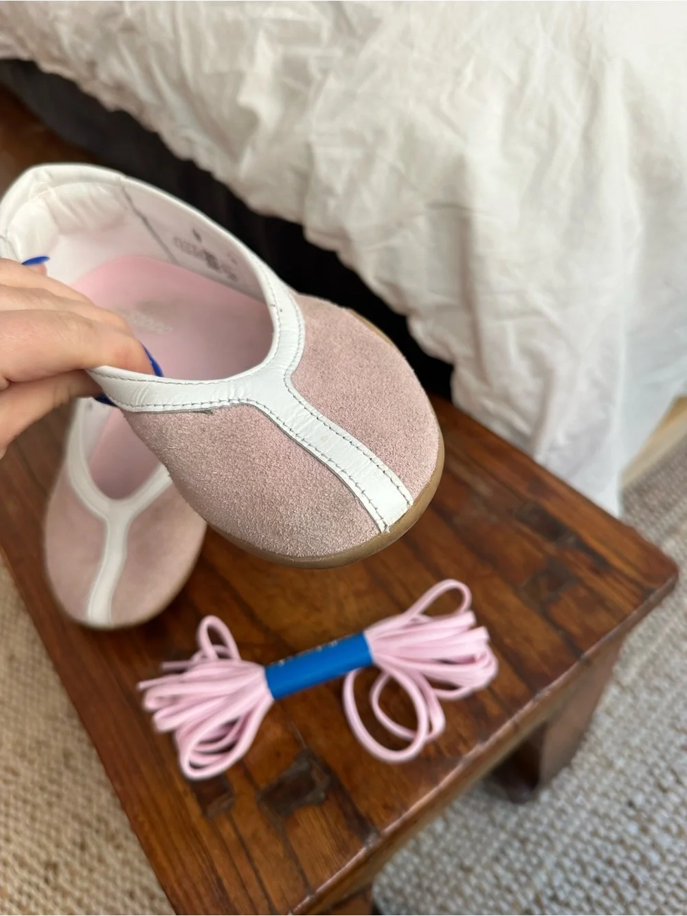adidas mae taekwondo pink suede Mary Jane flat sneakers with new laces